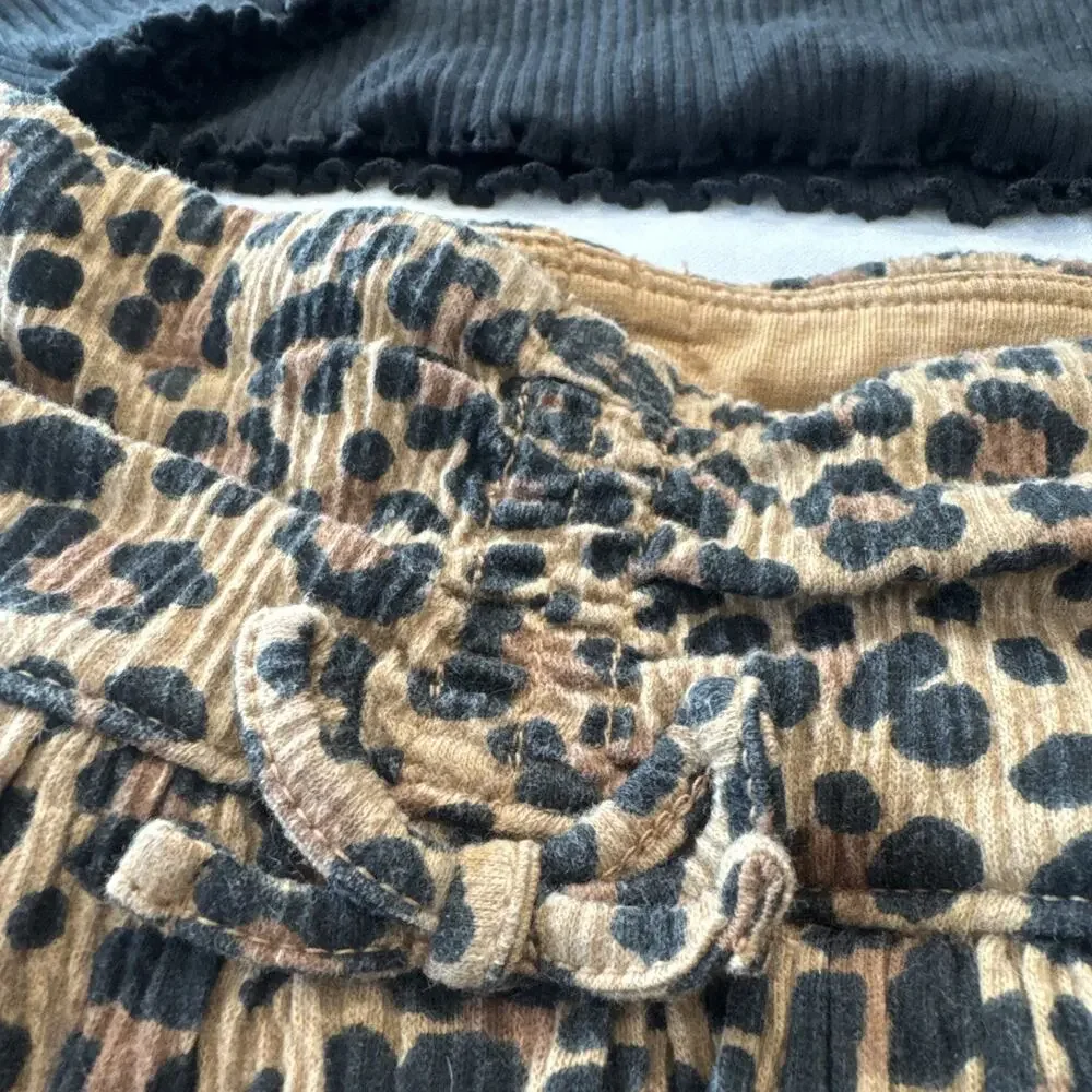 J.Crew Crewcuts Girls XL 12/14 Blouse Leopard Corduroy Skirt Set Bow Accents